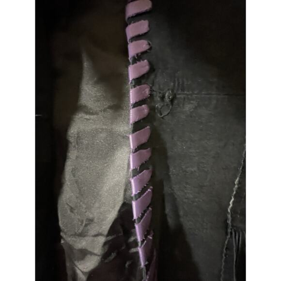 Vanna White Women’s Black/Purple Suede Leather Fringe Blazer Jacket - Size 14 - Picture 14 of 14